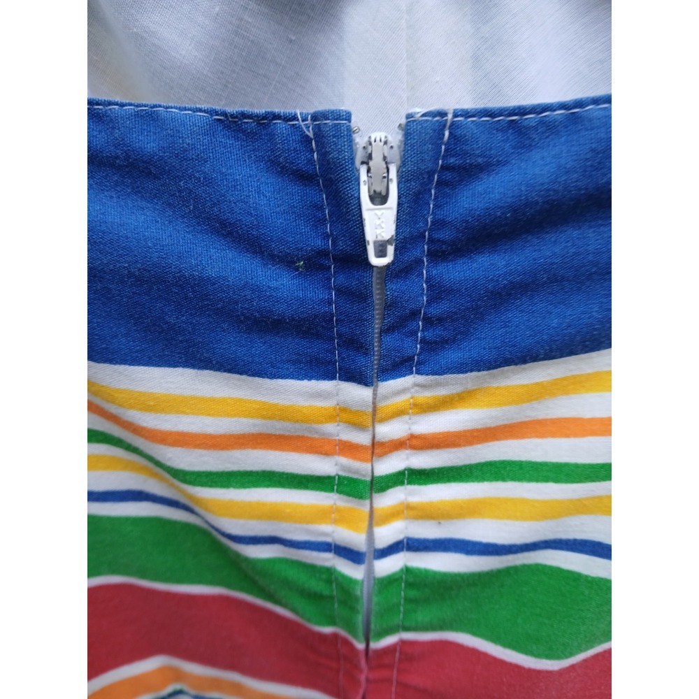 Vintage Lanz Originals Rainbow Striped Sundress Chevron Bodice Midi S 70s 80s - Picture 5 of 10